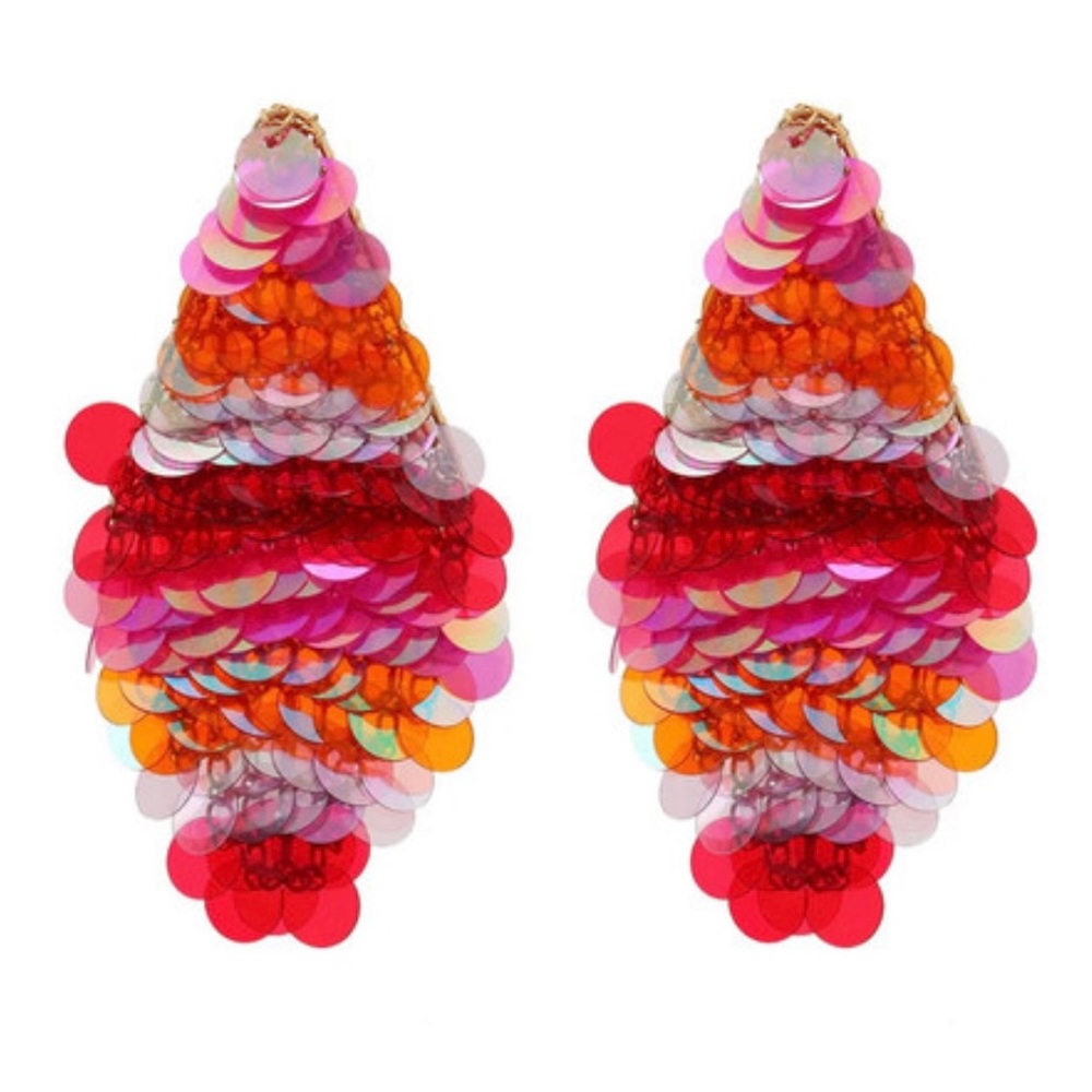 ZARA WOMAN NWT SS23 SEQUINNED CASCADING EARRINGS PURPLE , PINK 4340/004
